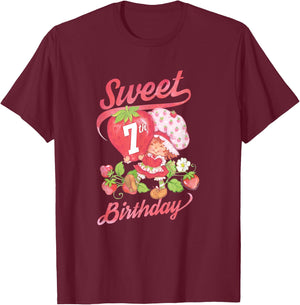 Strawberry Shortcake Vintage Sweet 7th Birthday T-Shirt - T-Shirt | Maroon
