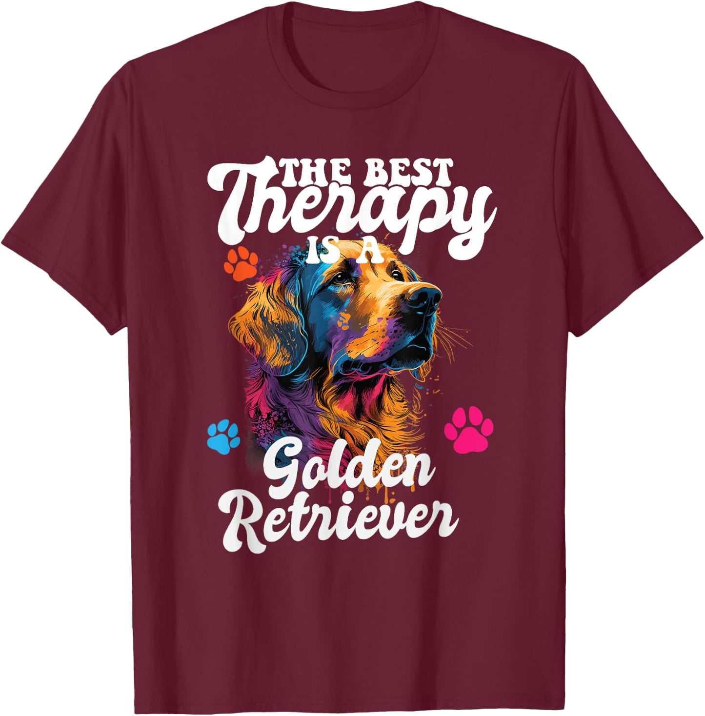 Golden Retriever Pop Art & Splash Art Golden Retriever T-Shirt - T-Shirt | Maroon