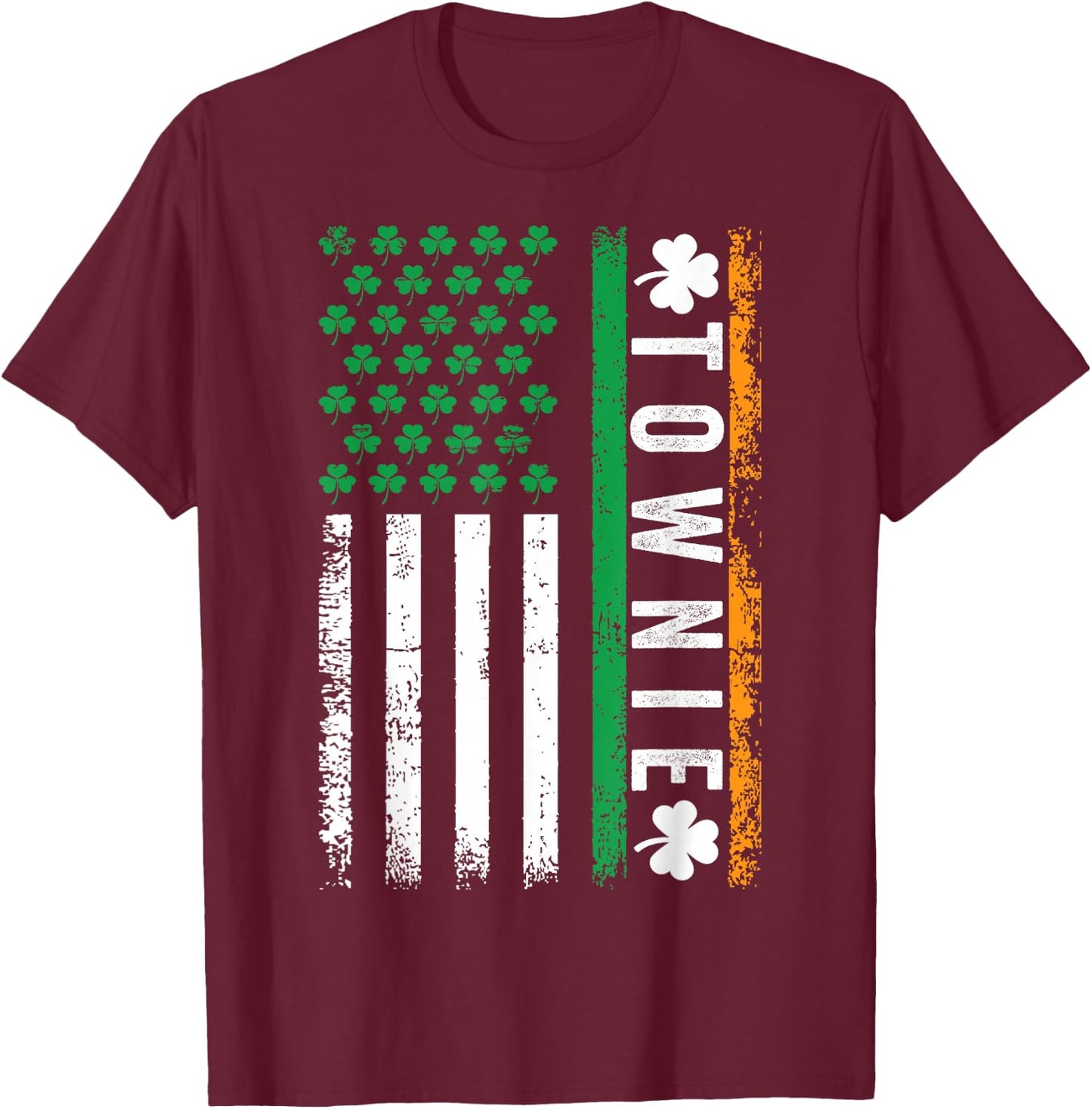 Townie Irish, St Patricks Day Charlestown, Townie T-Shirt - T-Shirt | Maroon