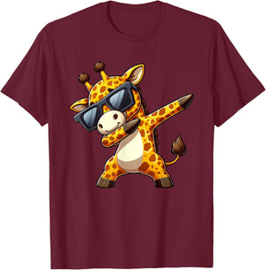Cool Giraffe Dabbing T-Shirt - T-Shirt | Maroon