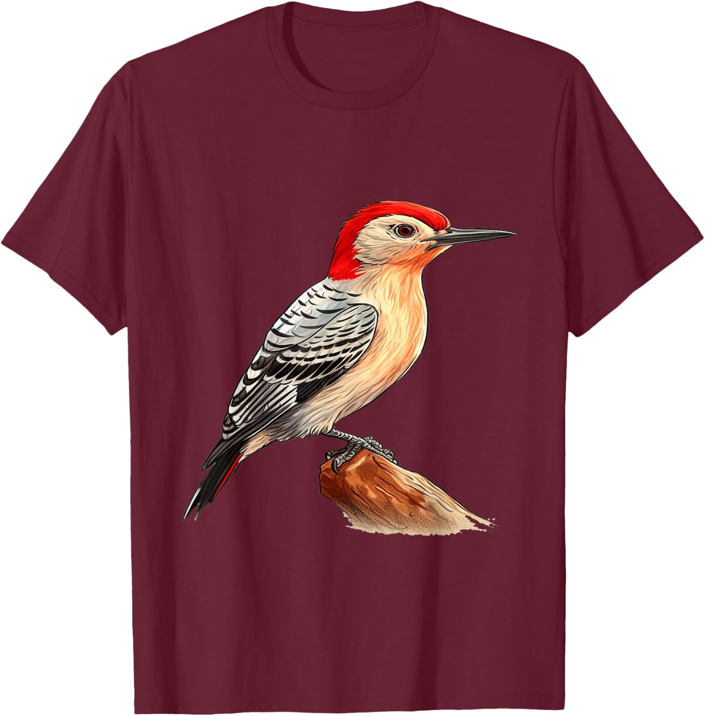 Red bellied woodpecker bird lover illustration T-Shirt - T-Shirt | Maroon