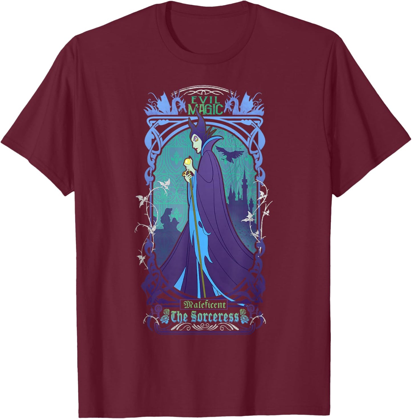 Disney Maleficent The Sorceress Deep Purple Graphic T-Shirt - T-Shirt | Maroon
