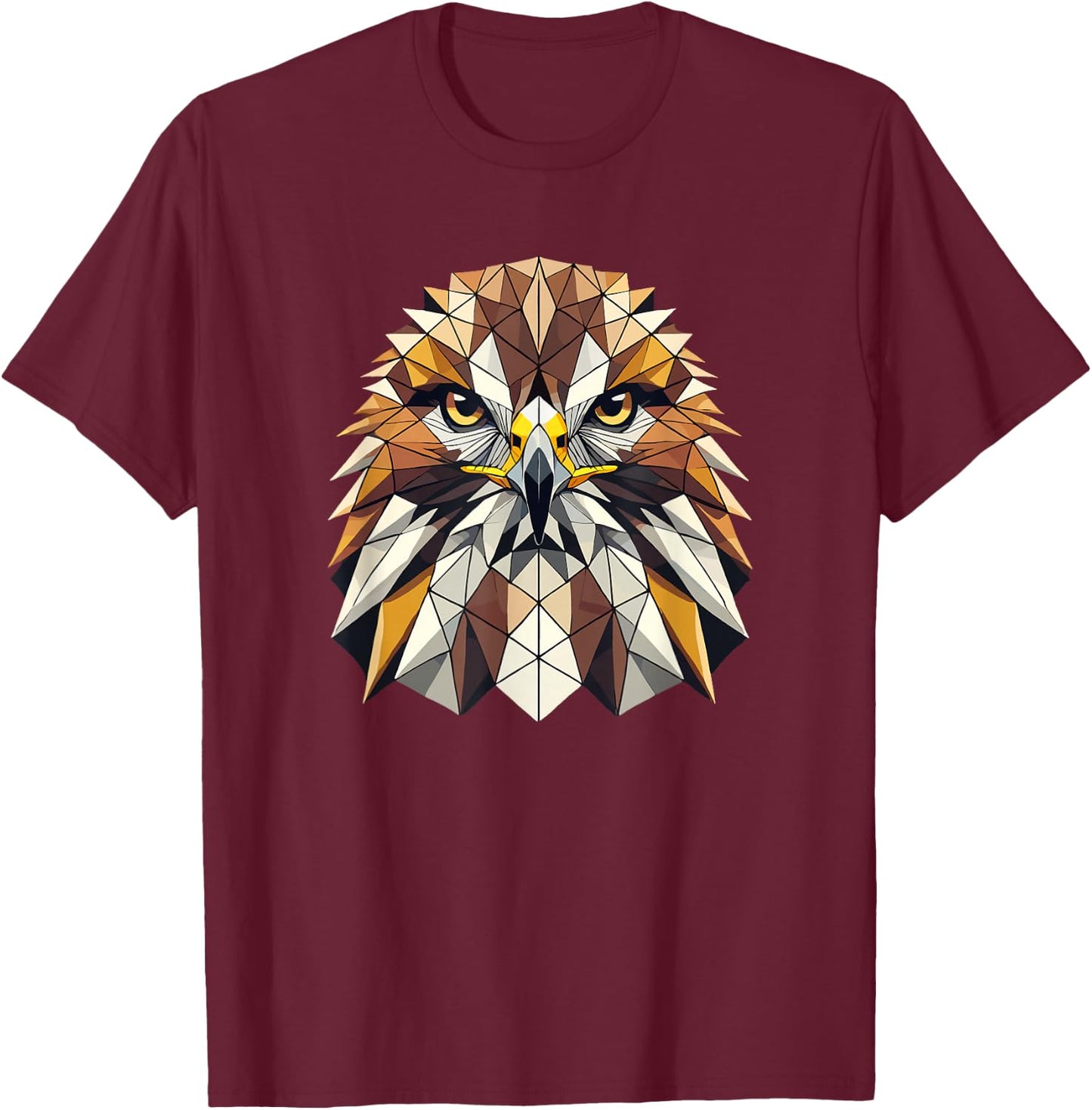Geometric Art Hawk Hawks T-Shirt - T-Shirt | Maroon
