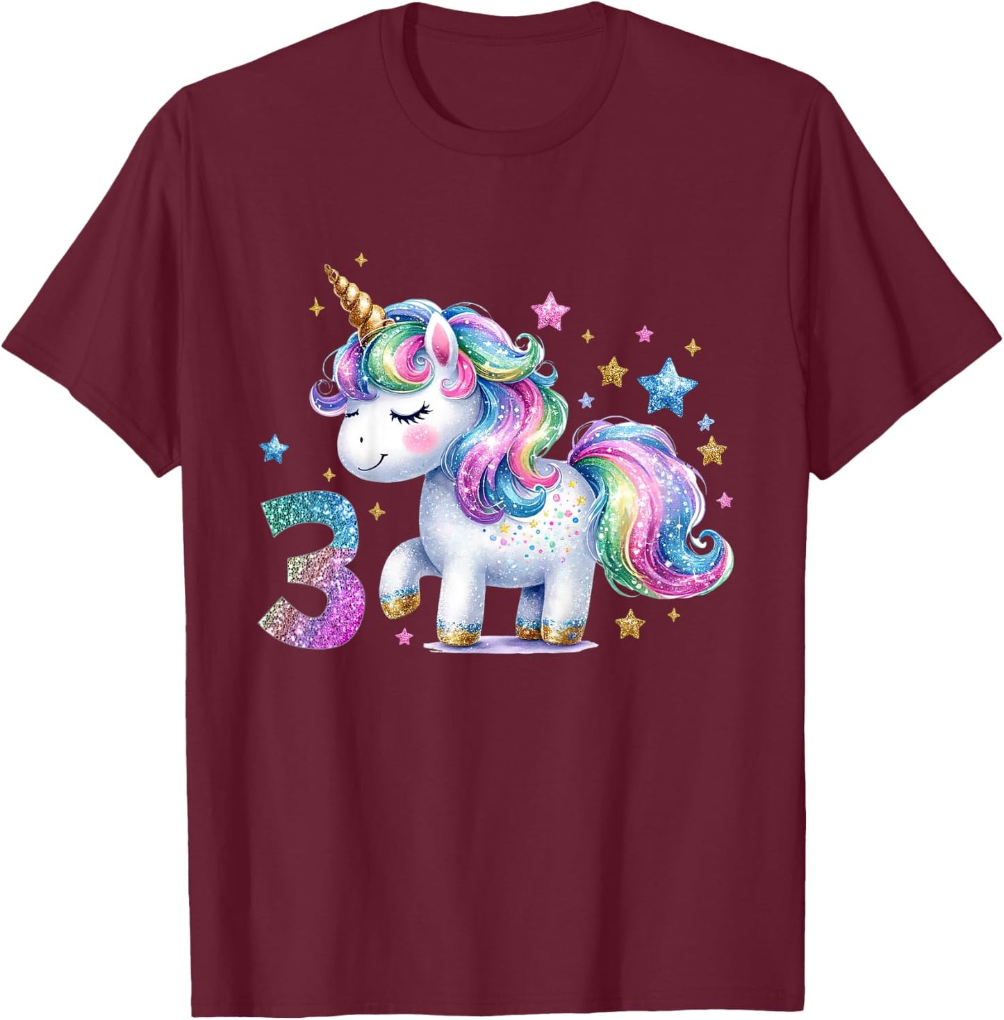 3 Geburtstag Mädchen Geschenke 3 Jahre Alt Einhorn Outfit T-Shirt - T-Shirt | Maroon