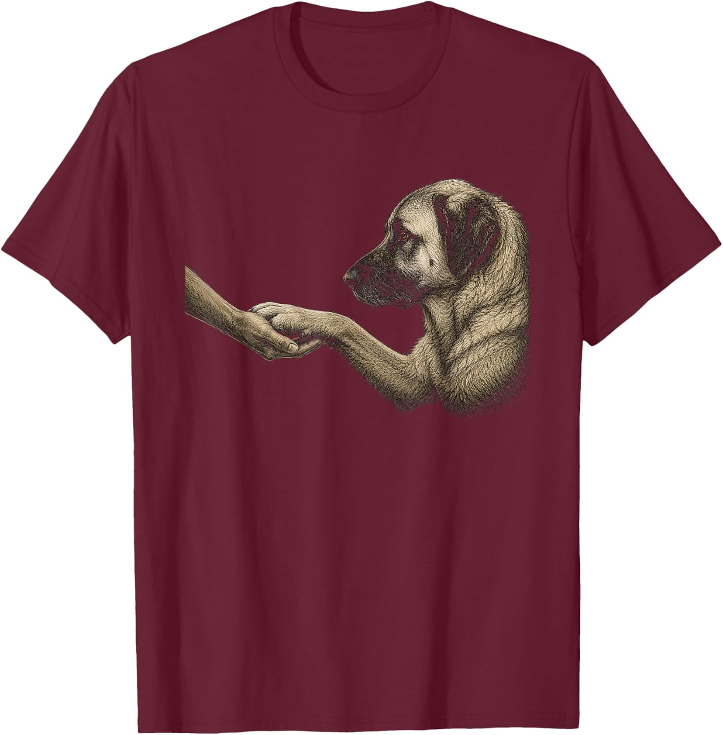 Anatolian Shepherd Dog Lover Paw Artwork Design T-Shirt - T-Shirt | Maroon
