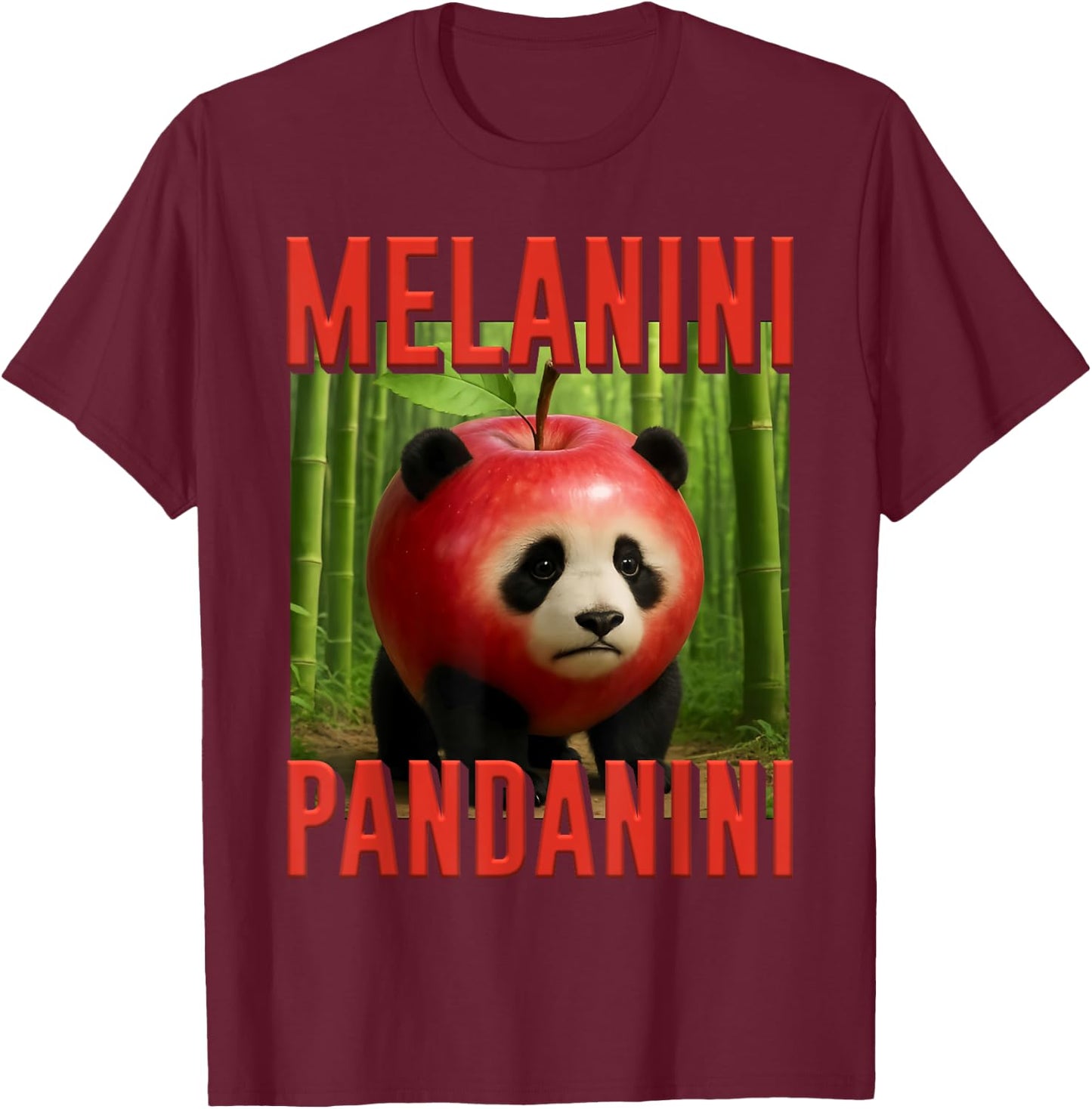 Melanini Pandanini AI Monster Italian Brainrot Kids Boys T-Shirt - T-Shirt | Maroon