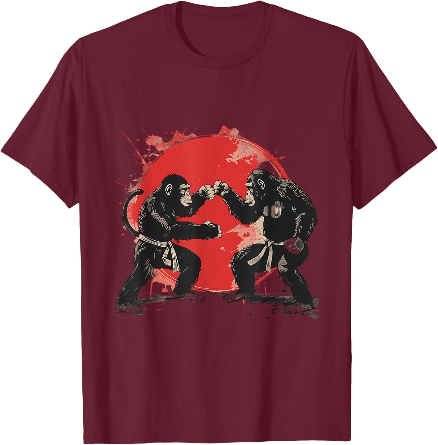 MMA Monkey Taekwondo Jiu-Jitsu Martial Arts Kickboxing T-Shirt - T-Shirt | Maroon