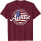 Auntie Woman Myth Bad Influence USA Flag Stamp Mothers Day T-Shirt - T-Shirt | Maroon