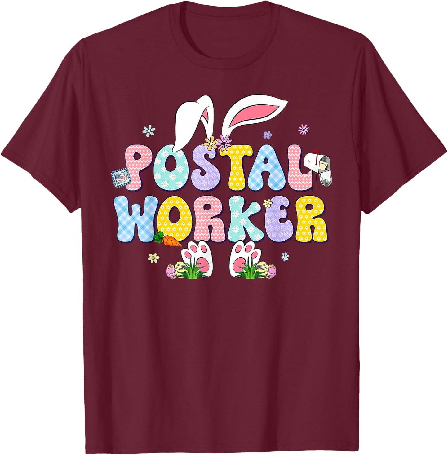 Postal Worker Easter Mail Carrier Postal Carrier Mailman T-Shirt - T-Shirt | Maroon