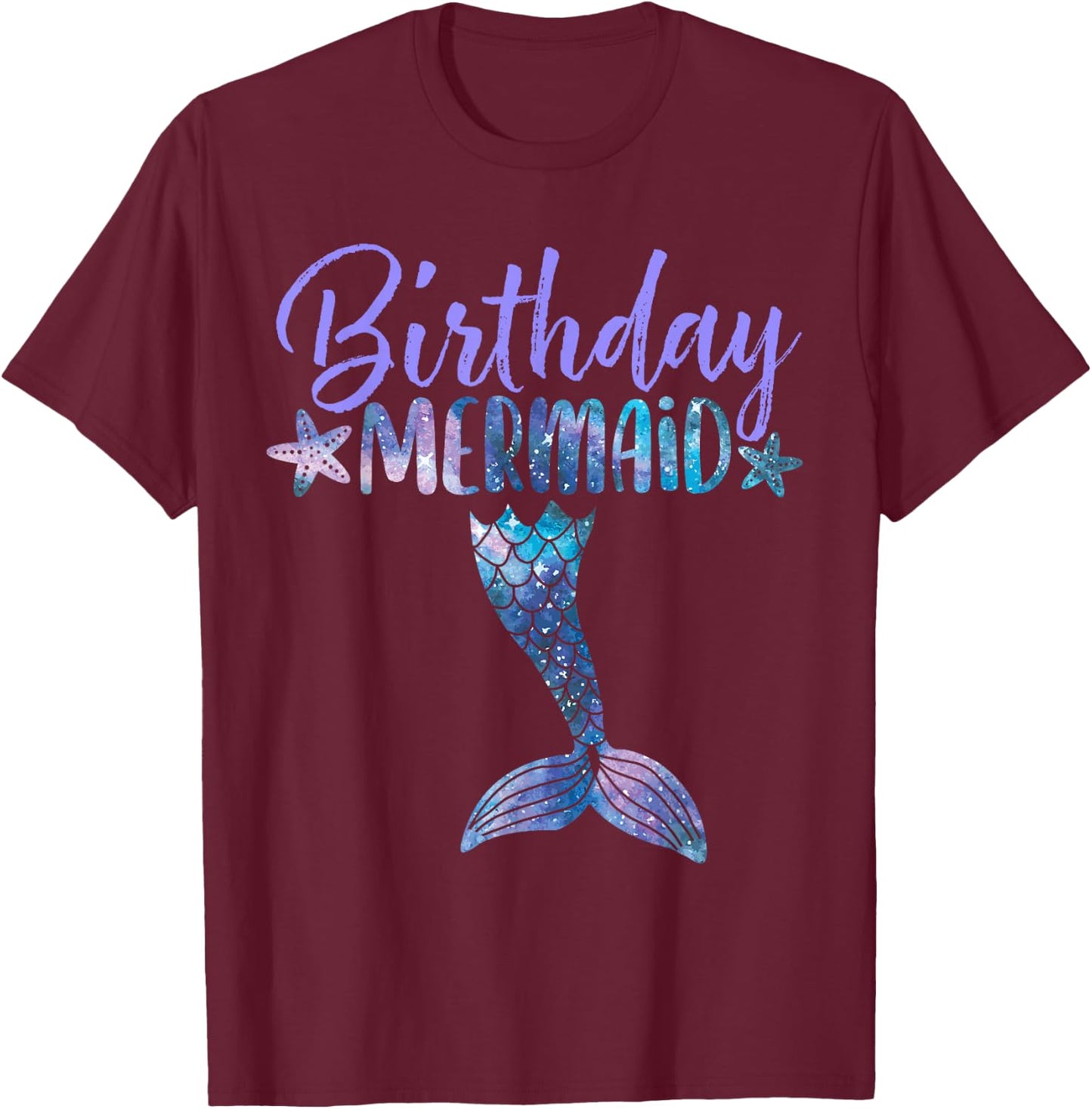 Birthday Mermaid Party Girl Tail Matching Mermaid Squad T-Shirt - T-Shirt | Maroon