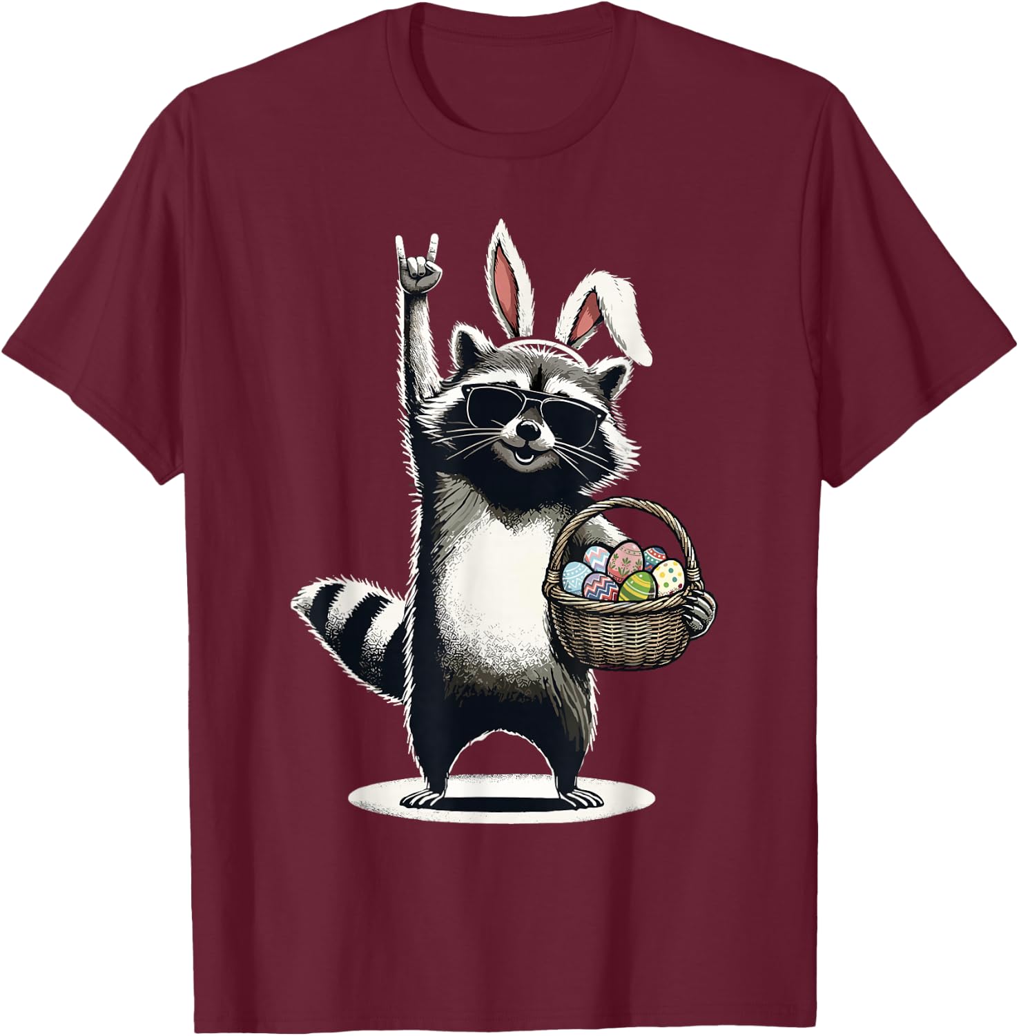 Ostern Waschbär Rocks Ostereiersuche Lustiges Ostern T-Shirt - T-Shirt | Maroon