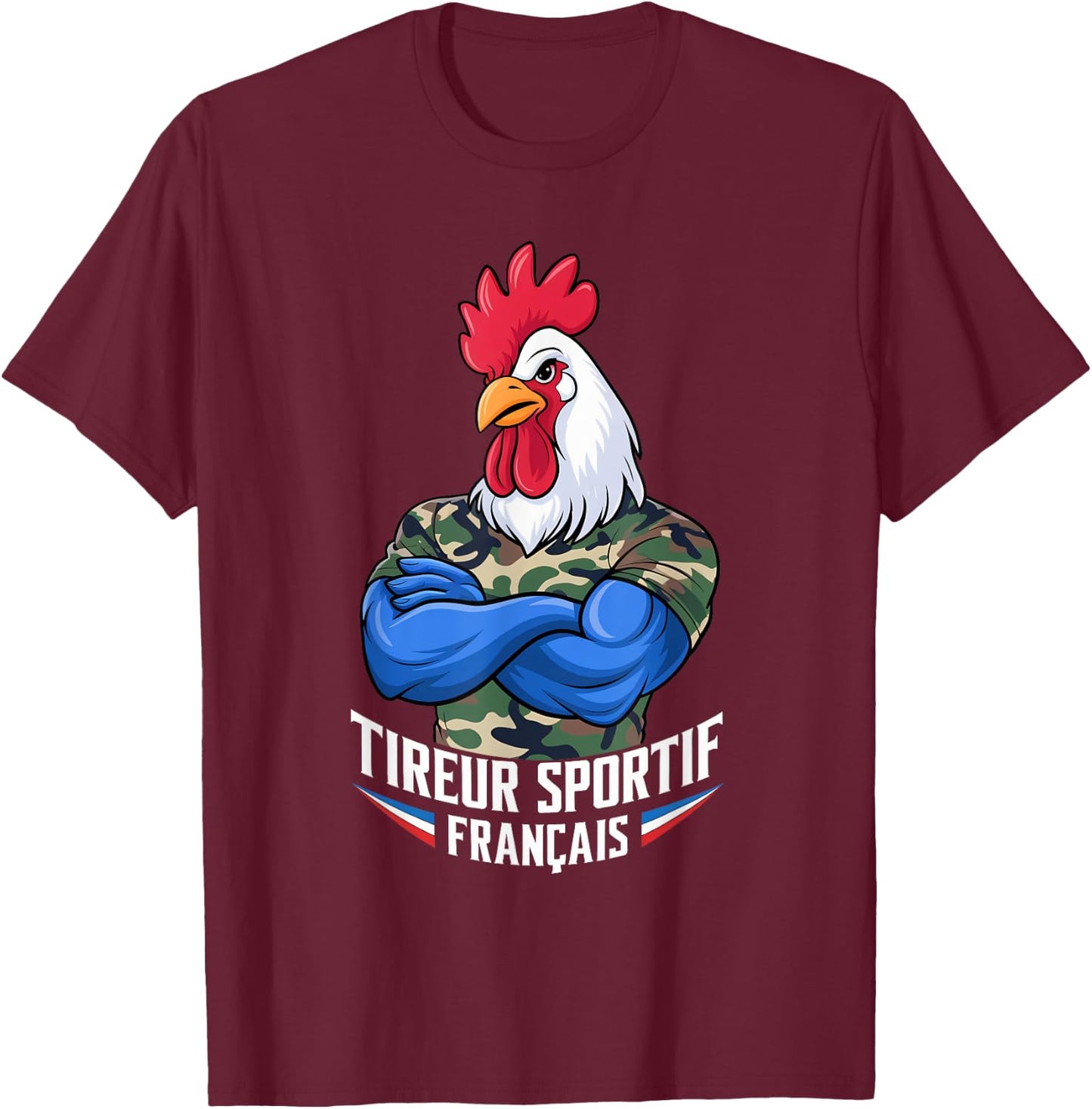 French Sporty Shooter, Shooting Stand Humor Airsoft Pride , Black, S T-Shirt - T-Shirt | Maroon