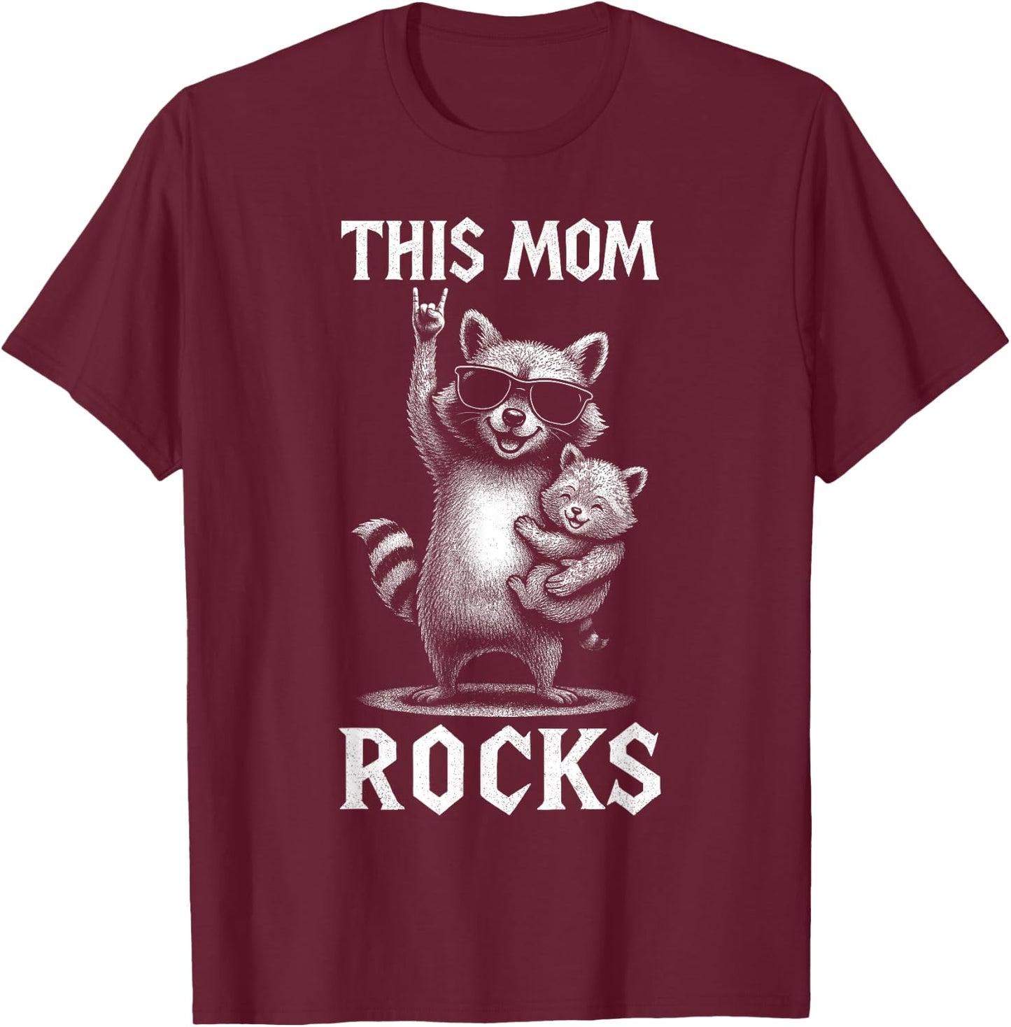 Mother's Day Gifts Raccoon Novelty Funny Mother's Day T-Shirt - T-Shirt | Maroon