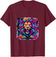 Neon Mane Lion Art: Colorful Jungle Design for All T-Shirt - T-Shirt | Maroon
