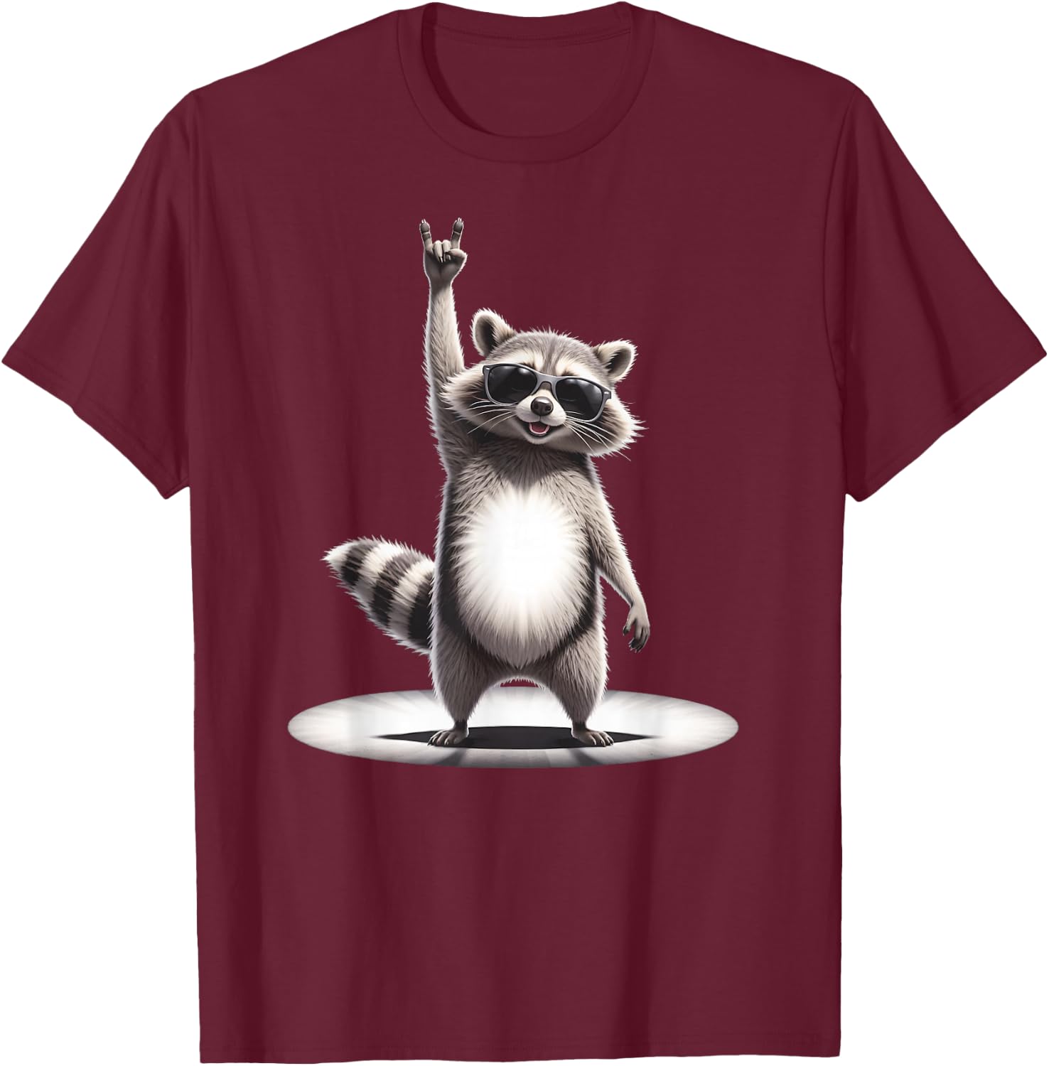 Funny Washbear Rock Music X Retro Rocker Racoon Pedro , black T-Shirt - T-Shirt | Maroon
