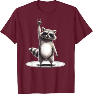 Funny Washbear Rock Music X Retro Rocker Racoon Pedro , black T-Shirt - T-Shirt | Maroon
