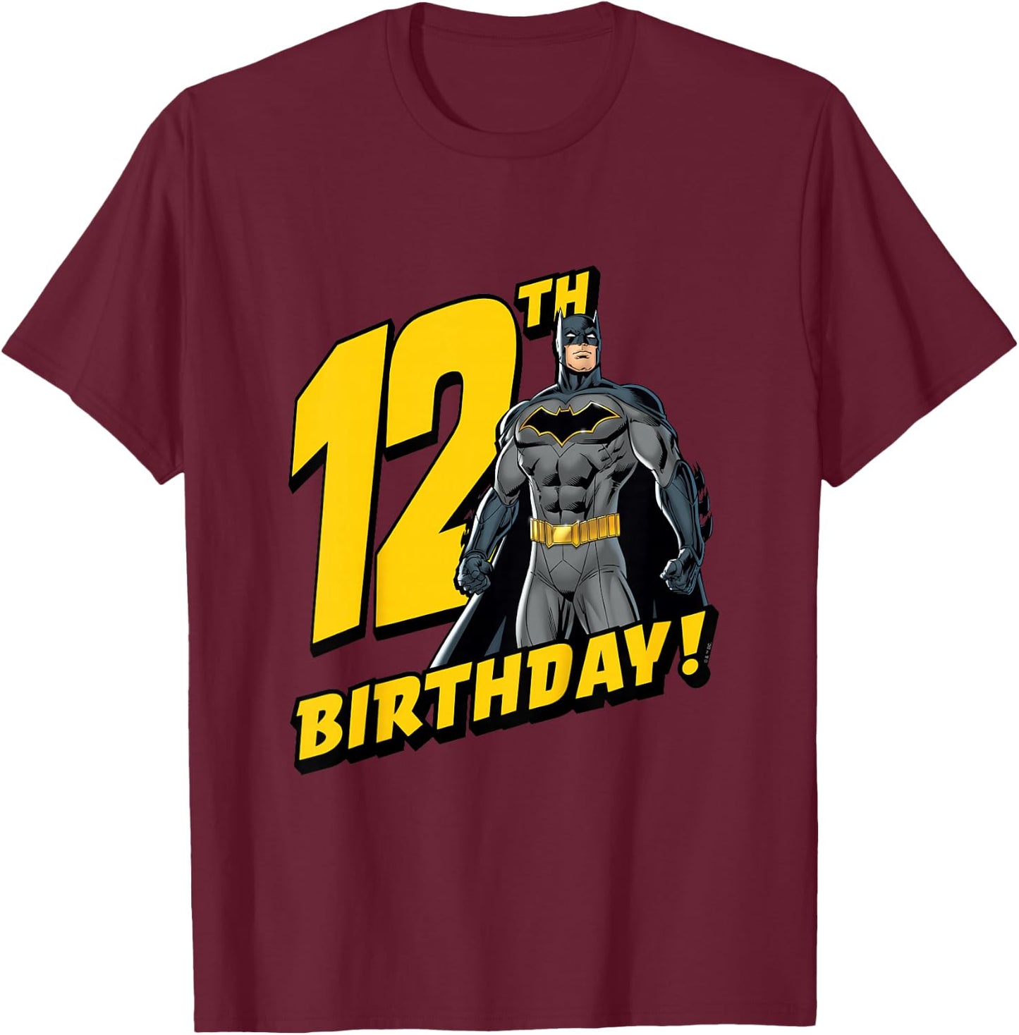 Kids Batman 12th Birthday T-Shirt - T-Shirt | Maroon