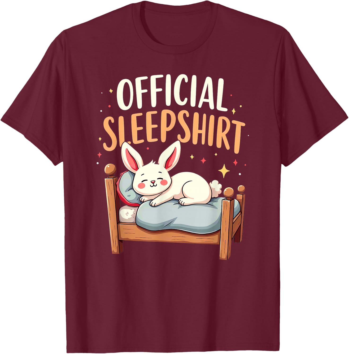 Official Sleepshirt Bunny Rabbit Sleeping T-Shirt - T-Shirt | Maroon