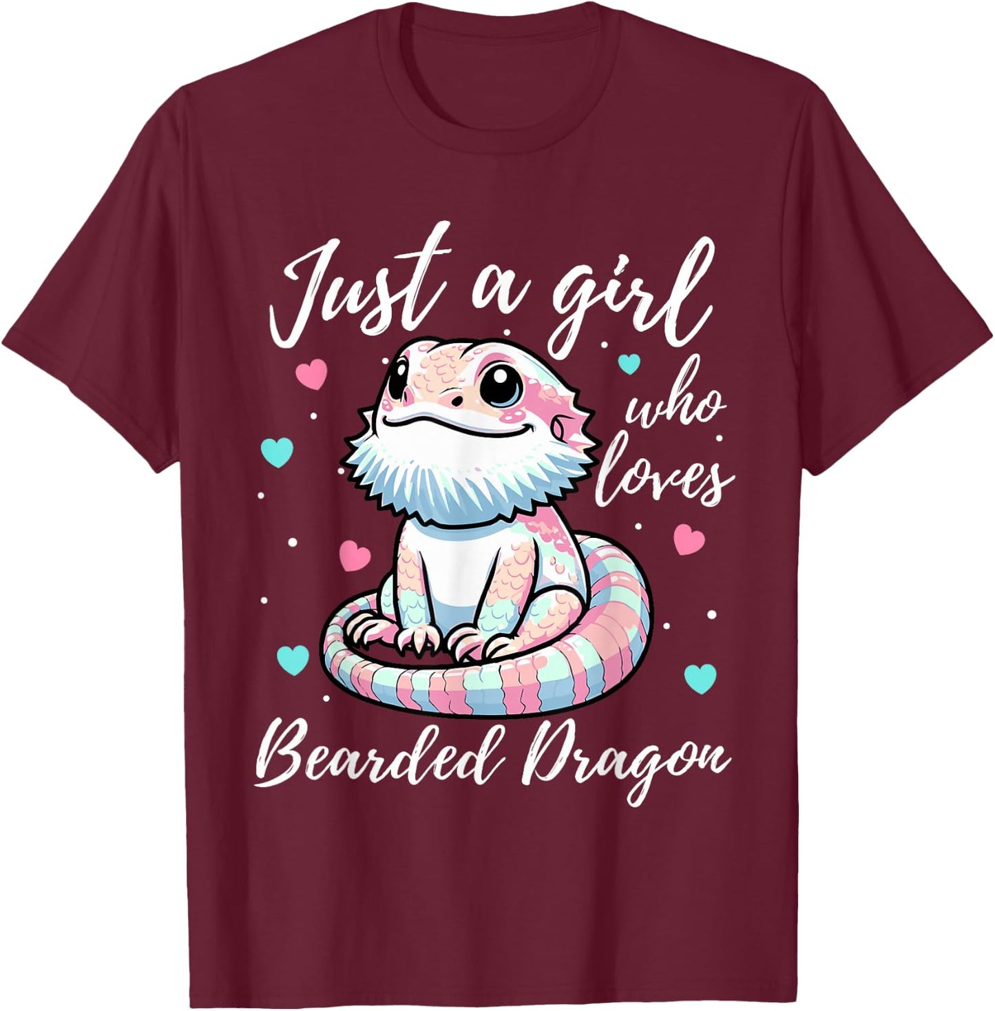 Just A Girl Who Loves Bearded Dragon Cute Pastel Color T-Shirt - T-Shirt | Maroon