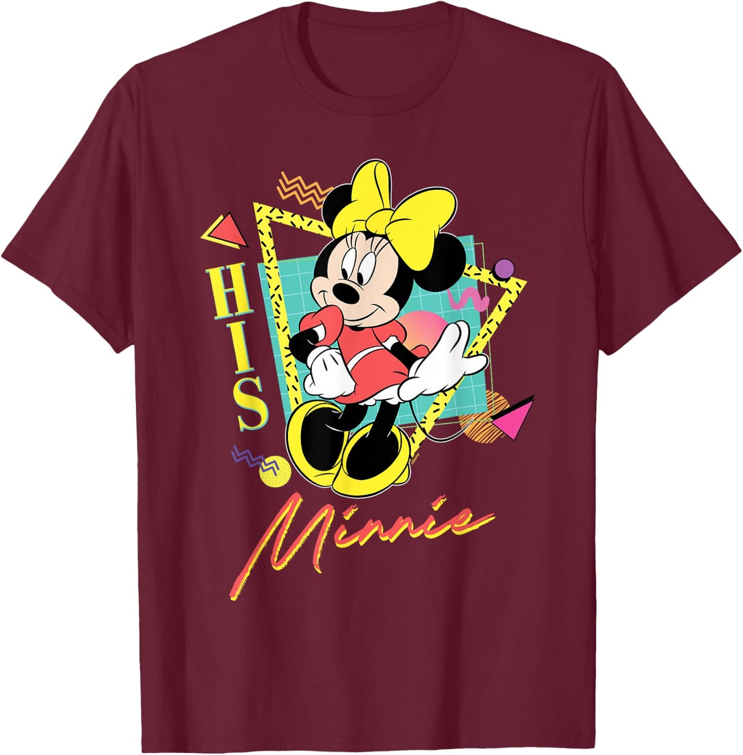 Disney Minnie Mouse Retro '90s Couples Matching His Minnie T-Shirt - T-Shirt | Maroon