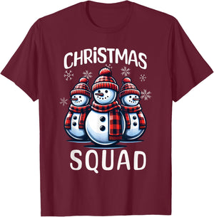 Snowman Family Group Matching Christmas Squad T-Shirt - T-Shirt | Maroon