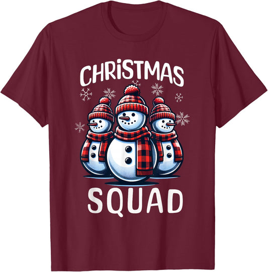 Snowman Family Group Matching Christmas Squad T-Shirt - T-Shirt | Maroon