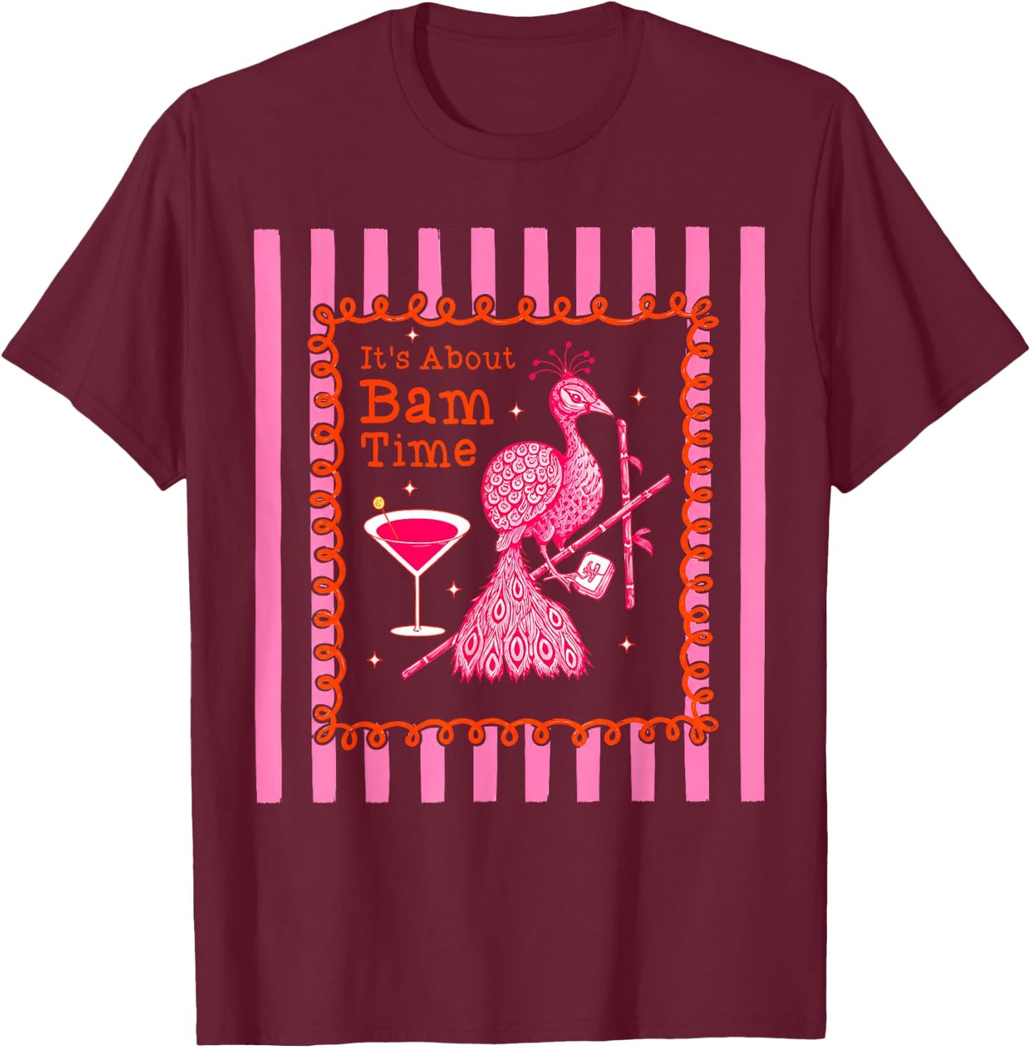 It's About Bam Time Mahjong Player Funny Peacock Men Women T-Shirt - T-Shirt | Maroon