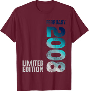 February 2008 Year 2008 Retro 2008 Vintage Limited Edition , black T-Shirt - T-Shirt | Maroon