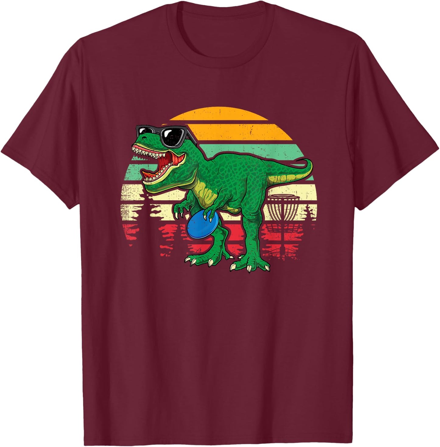 Frisbees Dino Cute T Rex Dinosaur Kids Boys Disc Golf Gift T-Shirt - T-Shirt | Maroon