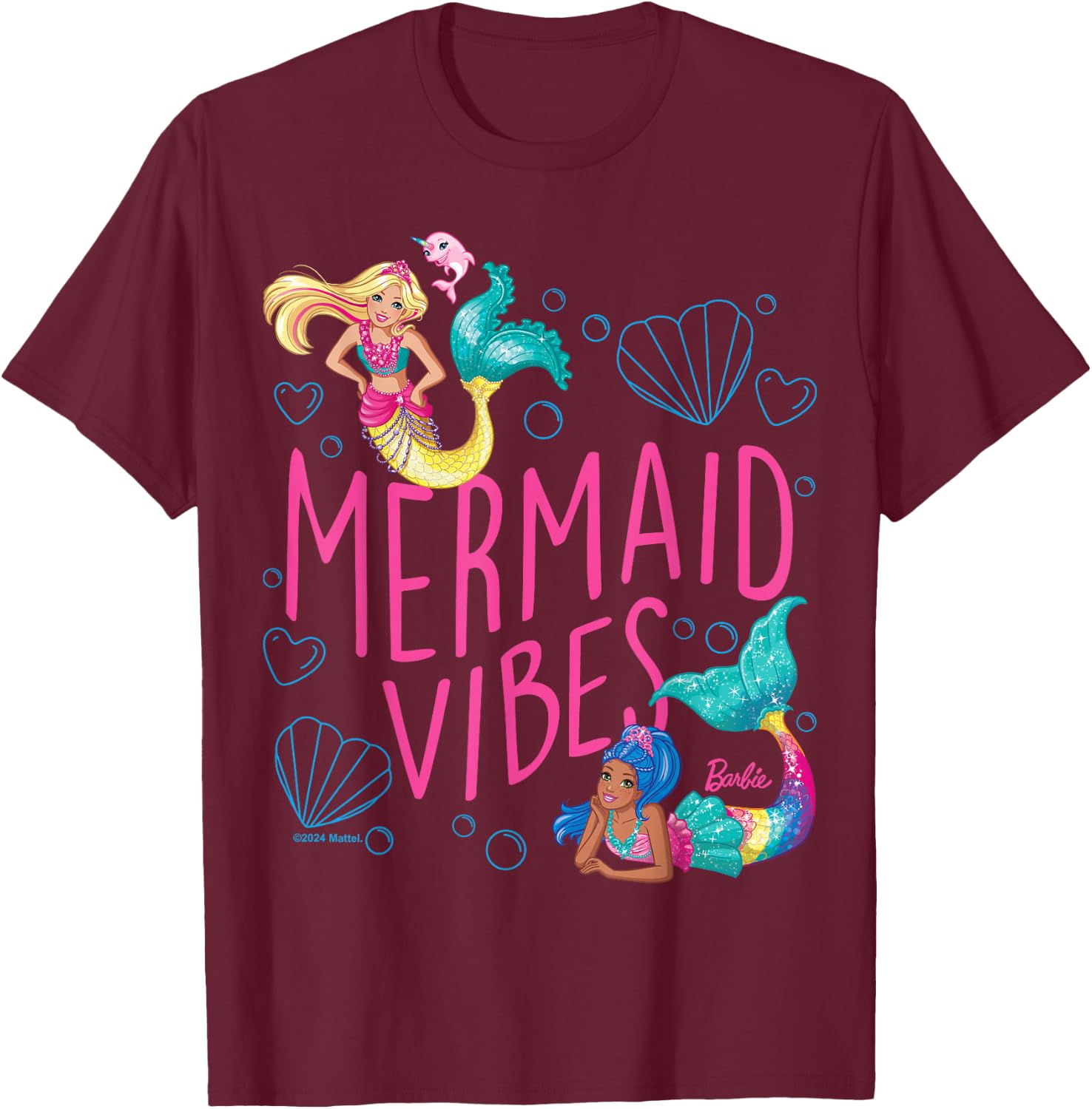 Barbie Mermaid Vibes T-Shirt - T-Shirt | Maroon