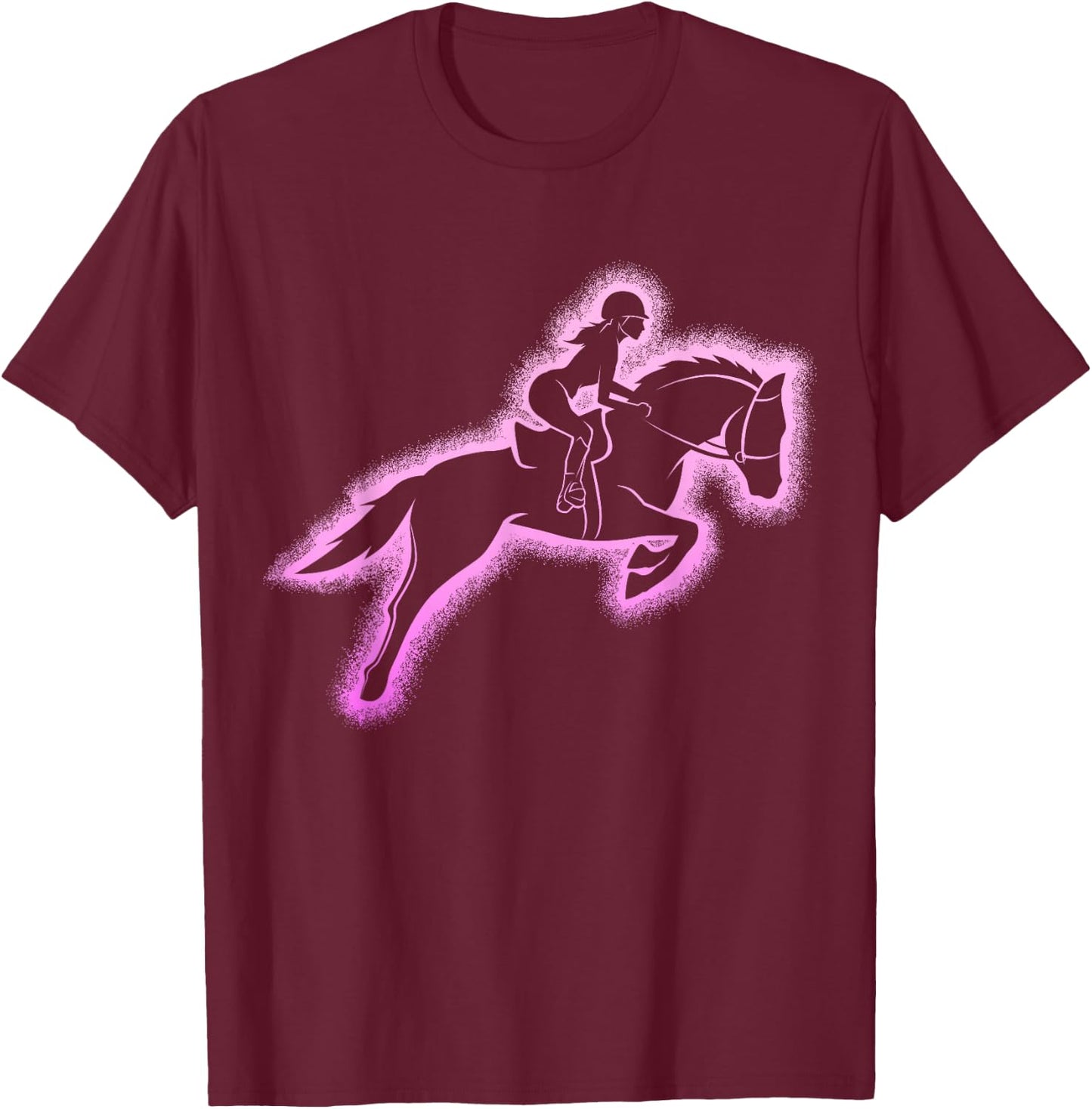 Horse Woman Girl Riding Horses , Black, S T-Shirt - T-Shirt | Maroon
