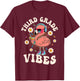 Flamingo Back to School Third Grade Vibes Teacher 3rd Grade Men Women Girls Kids T-Shirt - T-Shirt | Maroon