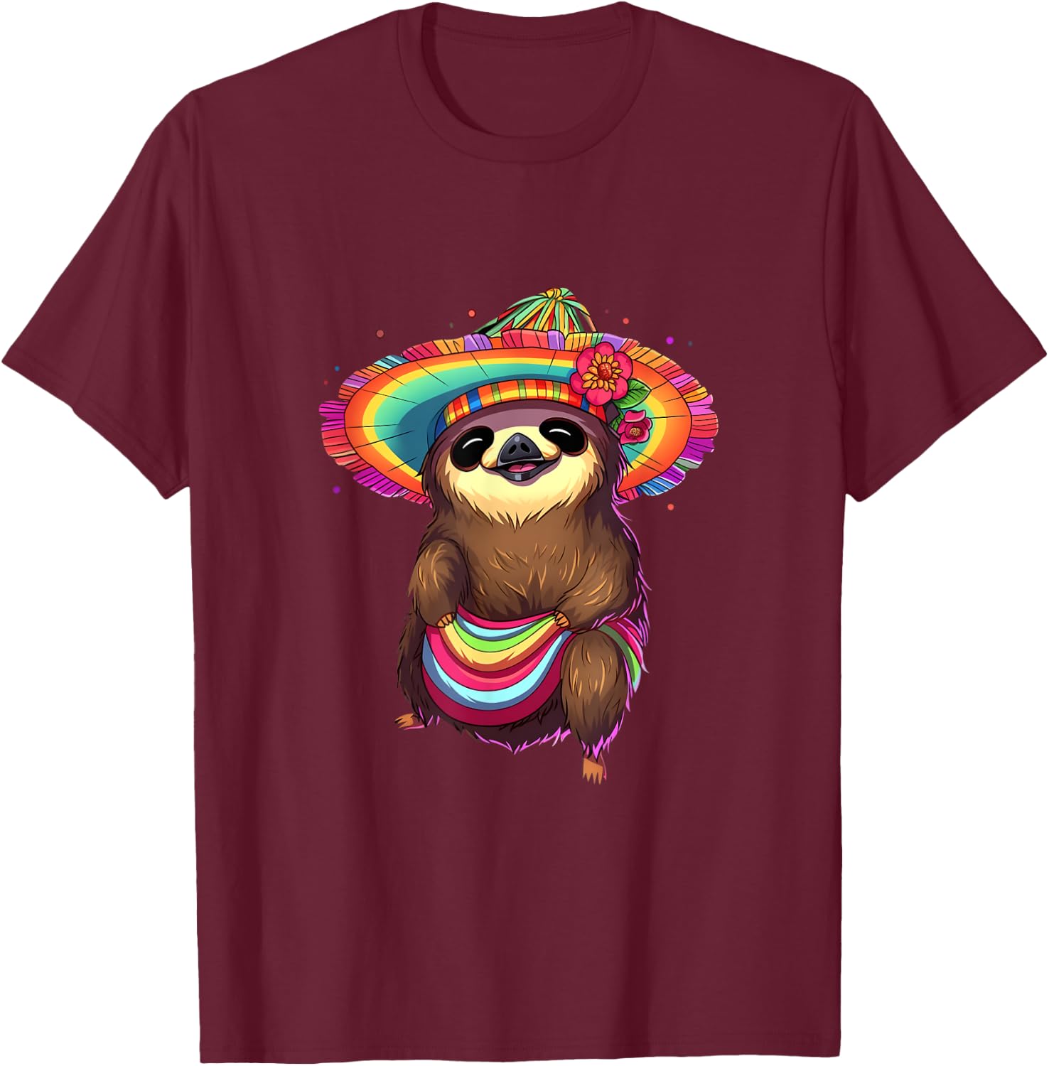 Sloth Mexican Hat Sombrero Cinco de Mayo Sloth Lover T-Shirt - T-Shirt | Maroon