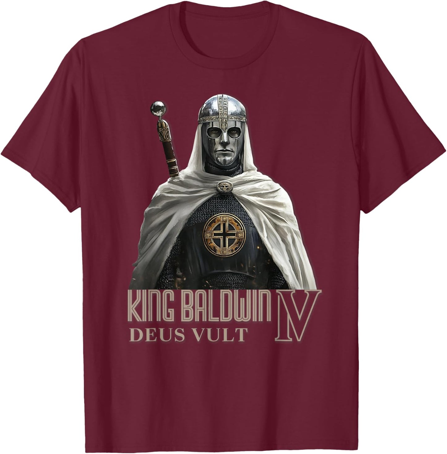 King Baldwin IV Jerusalem Cross Catholic T-Shirt - T-Shirt | Maroon