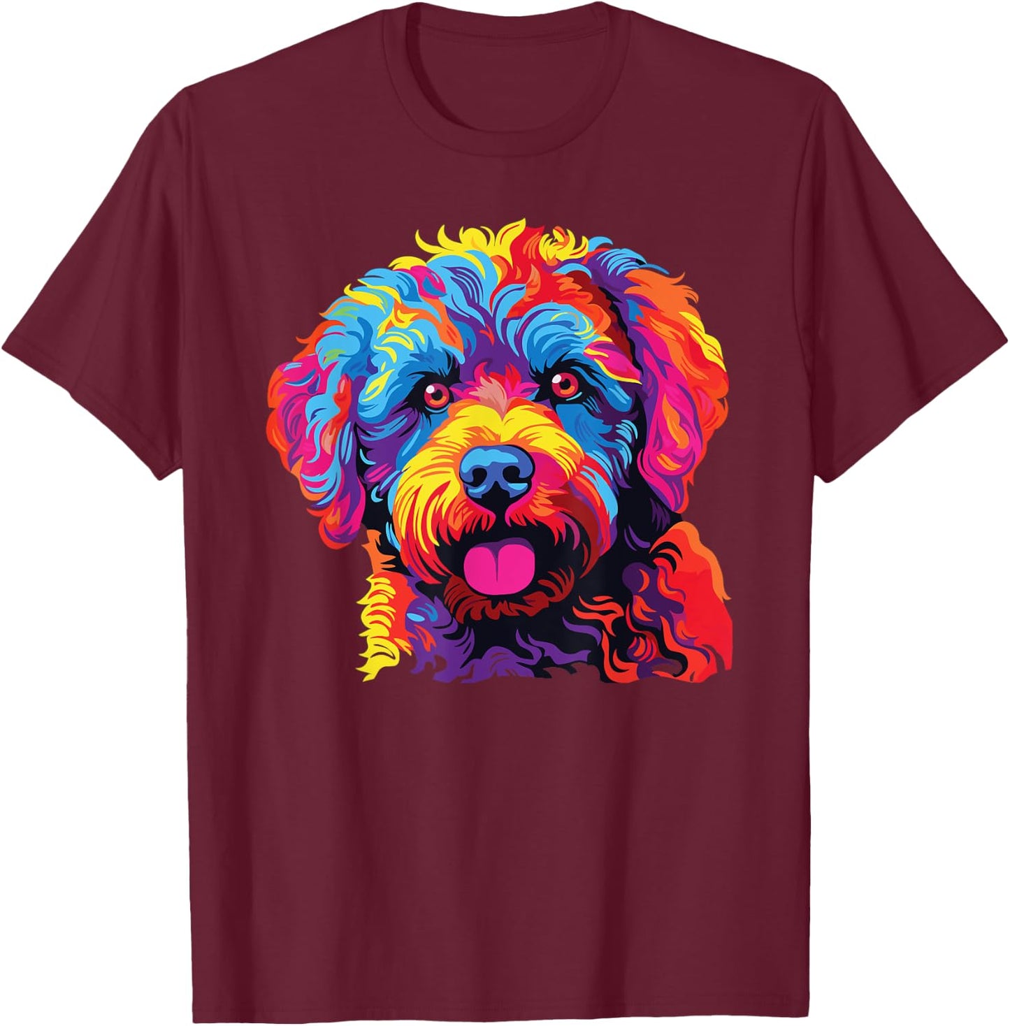 Watercolor Colorful Lagotto Romagnolo Dogs T-Shirt - T-Shirt | Maroon