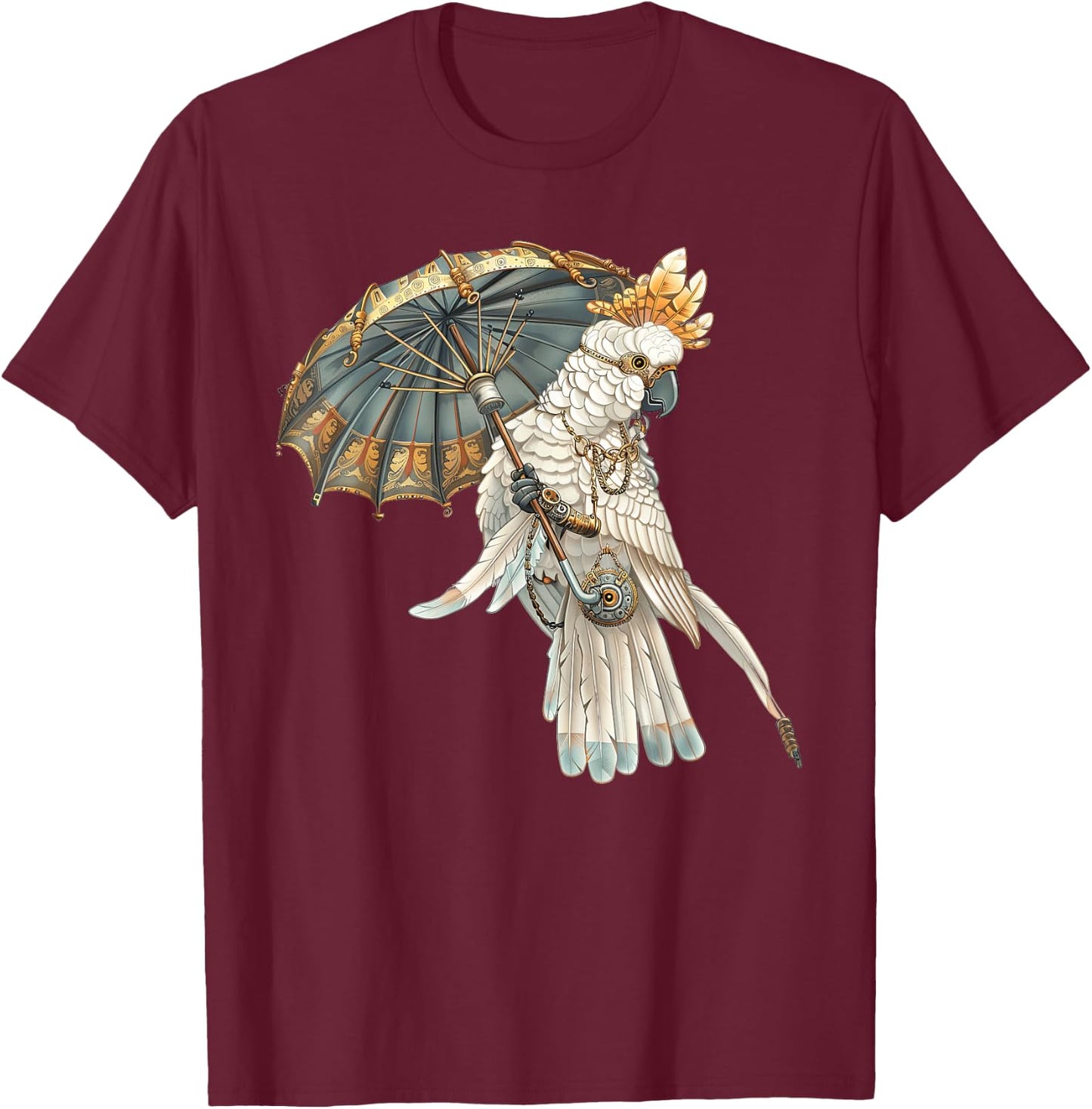 Umbrella Cockatoo Steampunk T-Shirt - T-Shirt | Maroon