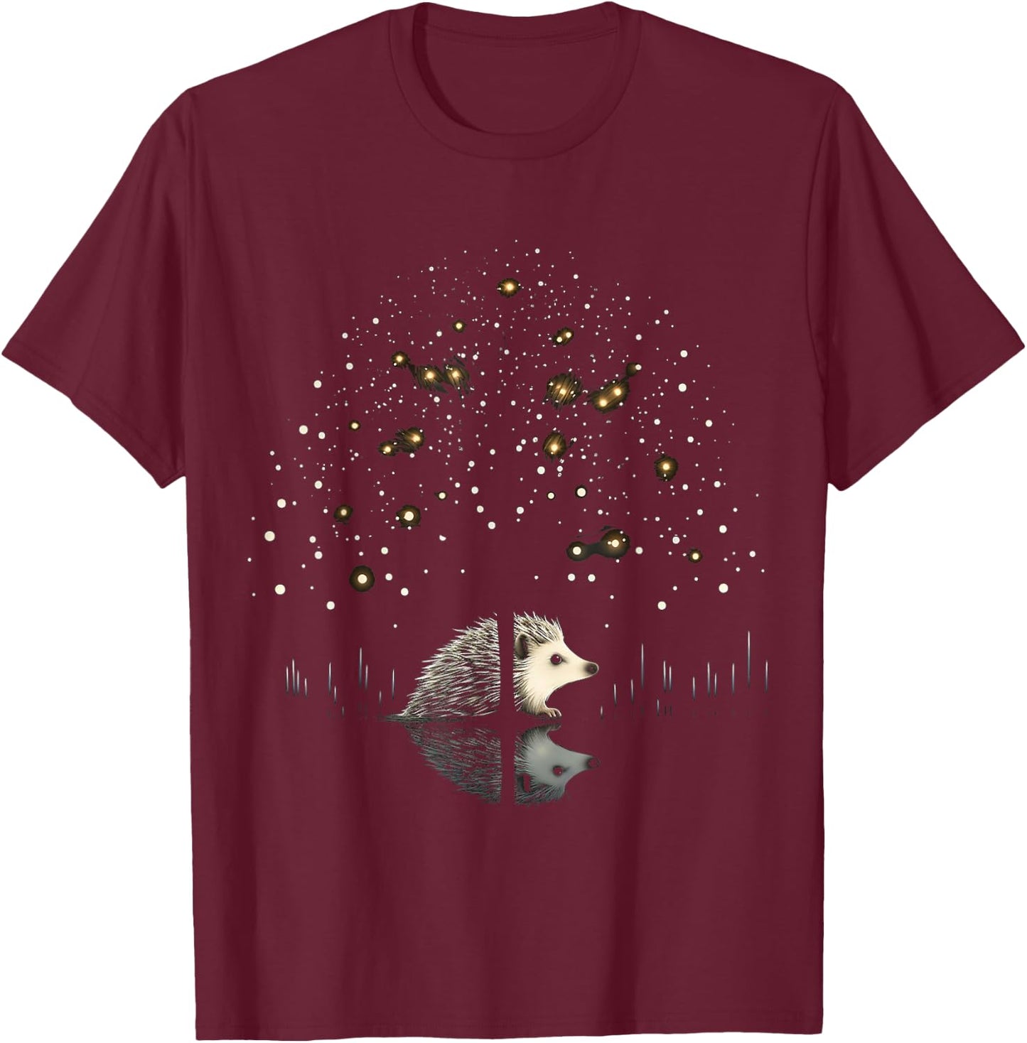 Hedgehog Fantasy Nature Animal Art Graphic Motif Hedgehog T-Shirt - T-Shirt | Maroon