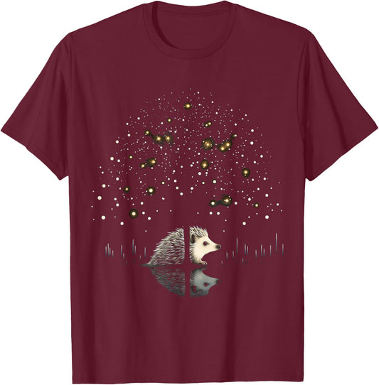 Hedgehog Fantasy Nature Animal Art Graphic Motif Hedgehog T-Shirt - T-Shirt | Maroon