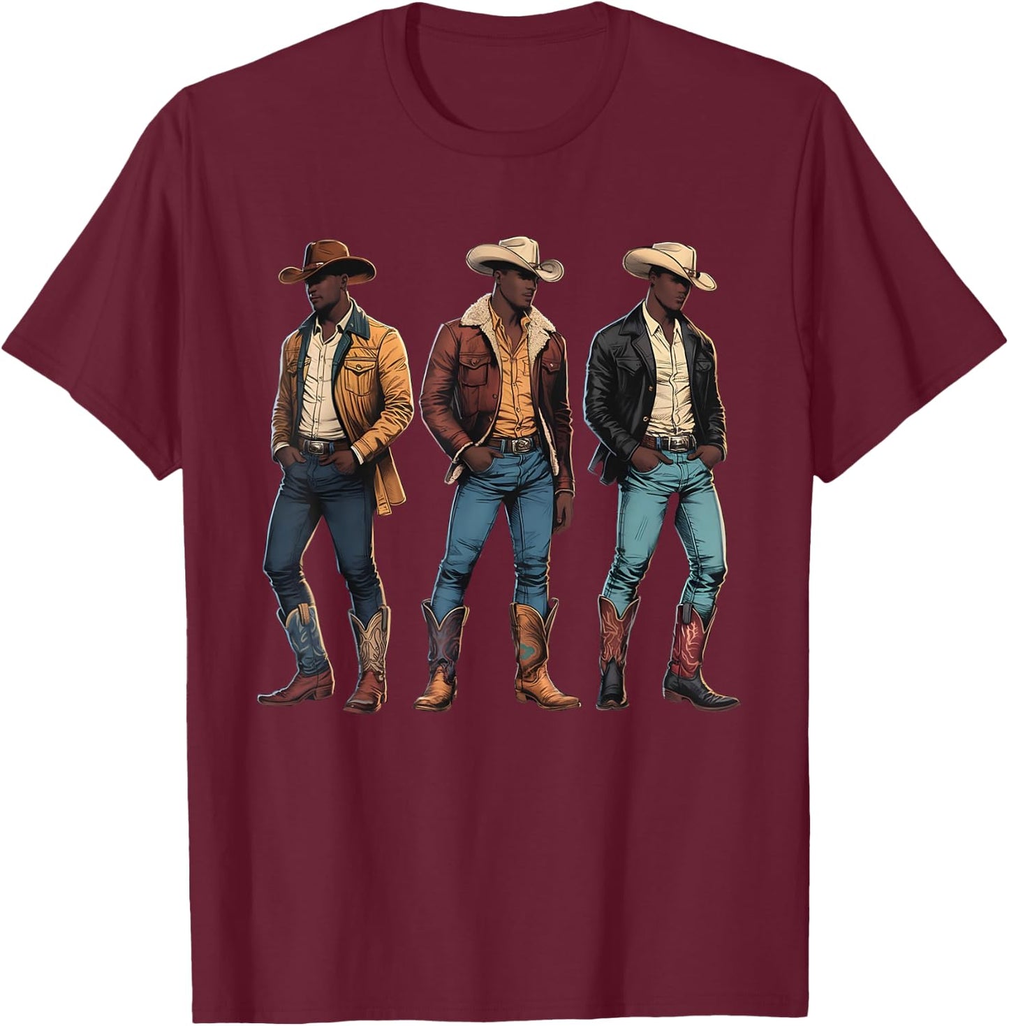 Melanin Cowboy Western African American Black History Month T-Shirt - T-Shirt | Maroon