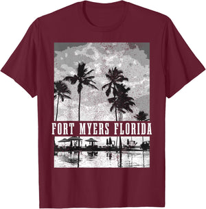 Fort Myers Beach Florida Vintage USA America Souvenir T-Shirt - T-Shirt | Maroon