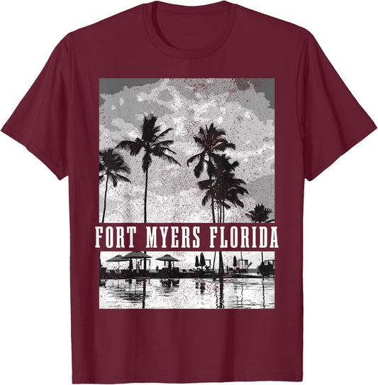 Fort Myers Beach Florida Vintage USA America Souvenir T-Shirt - T-Shirt | Maroon
