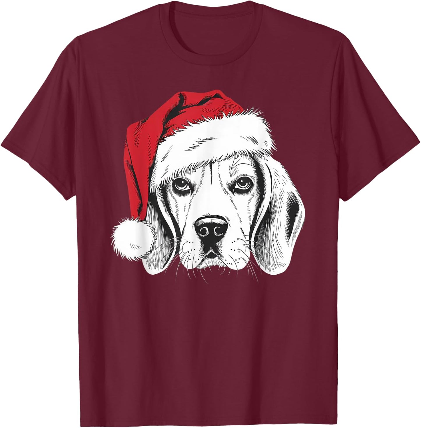 Joyful Beagle Santa Dog on Beagle Christmas Men Women Kids T-Shirt - T-Shirt | Maroon