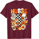 Retro Pumpkin Nurse Life Thanksgiving Fall Autumn Nurse T-Shirt - T-Shirt | Maroon