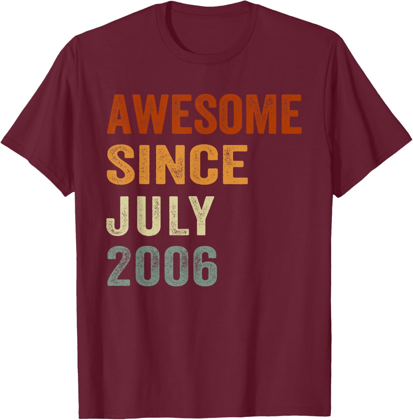 Retro Awesome Since July 2006 20 Years Old 20th Birthday T-Shirt - T-Shirt | Maroon