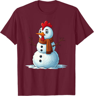 Funny Chicken Snowman Scarf Christmas Kids T-Shirt - T-Shirt | Maroon