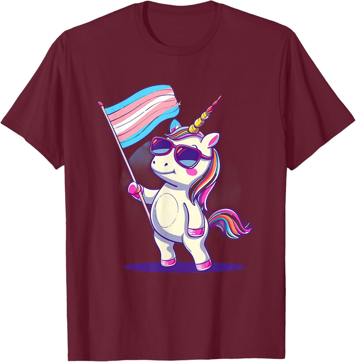Transgender Unicorn Transsexuality LGBT Transsexual Flag T-Shirt - T-Shirt | Maroon