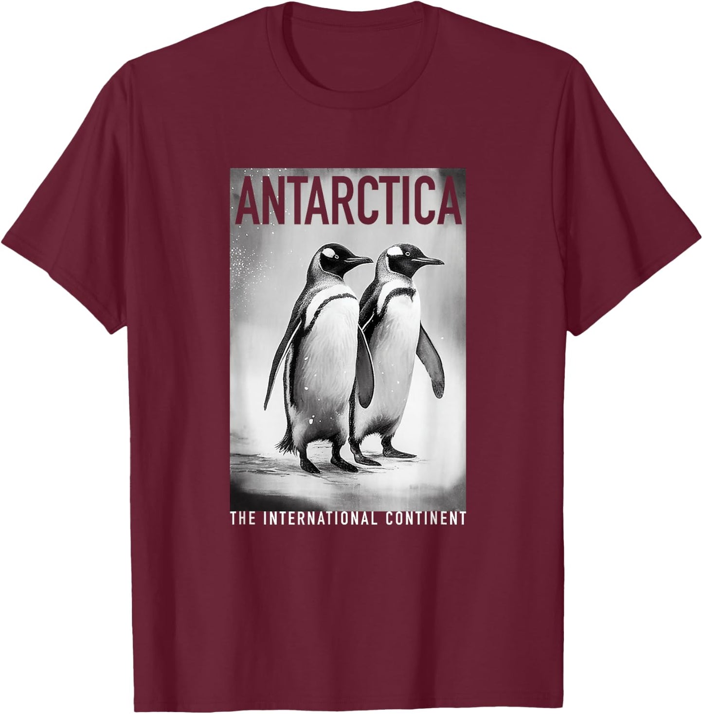 Antarctica Penguins Women Apparel & Decor -Kids Penguin Themed Black Small T-Shirt - T-Shirt | Maroon