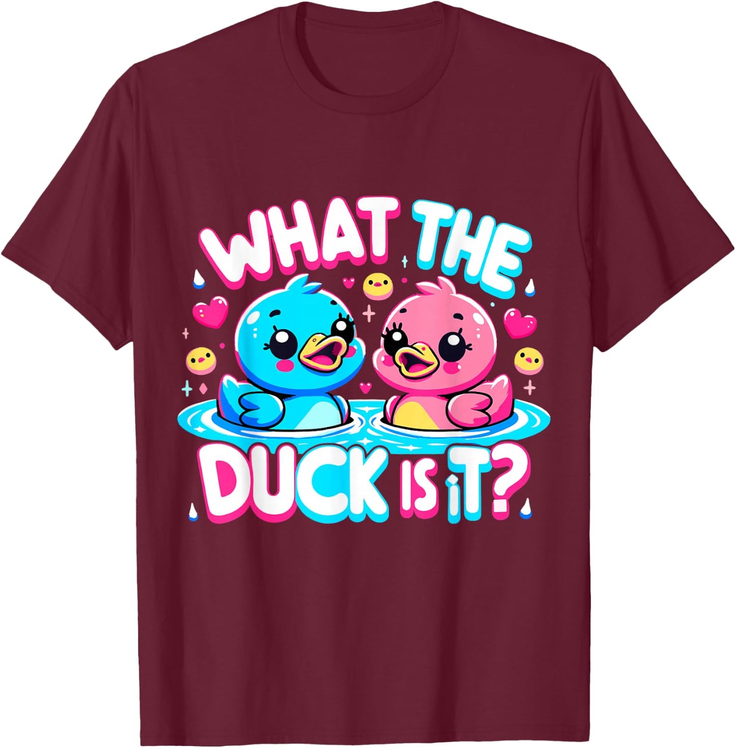 What the Duck is it? Baby Gender Reveal Party T-Shirt - T-Shirt | Maroon