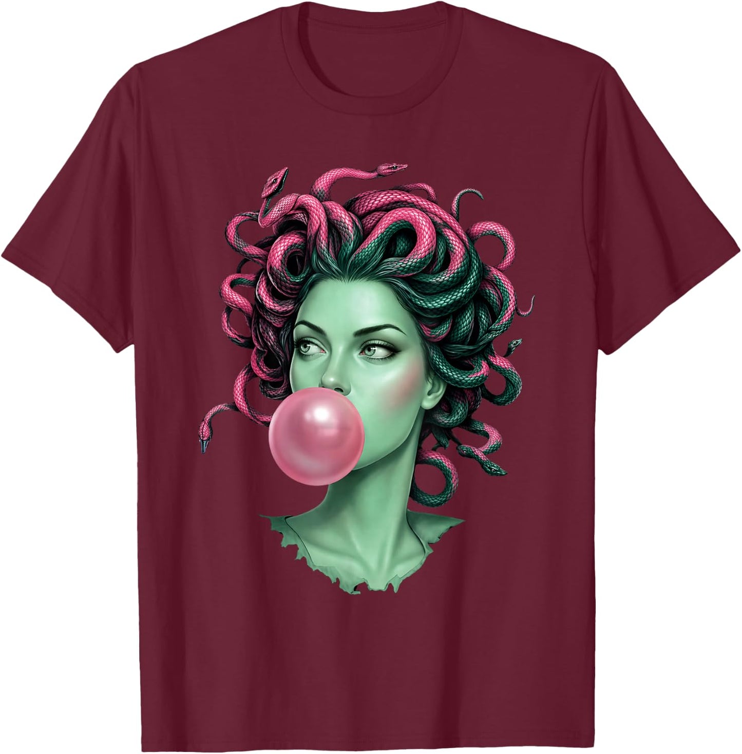 Medusa Bubblegum Mythological Snake Goddess Feminist Women T-Shirt - T-Shirt | Maroon