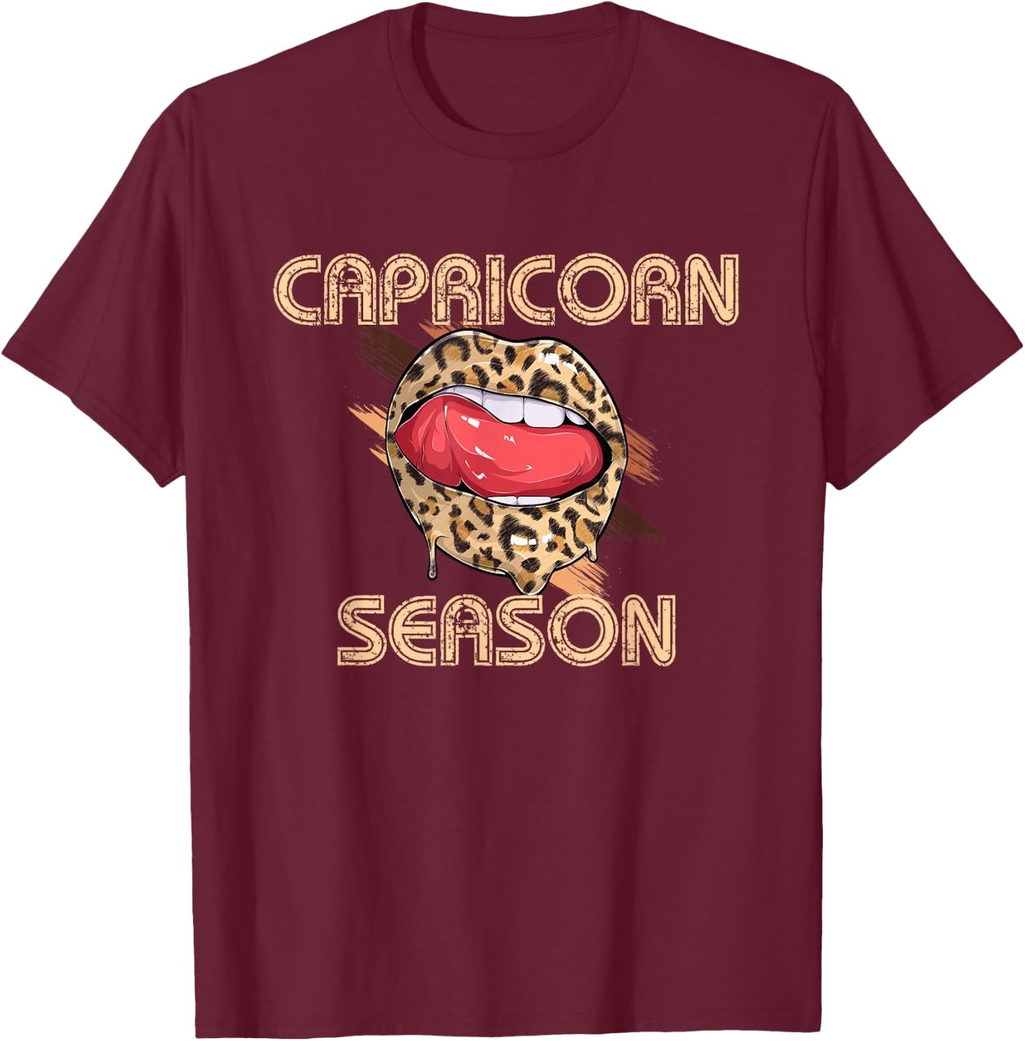 Capricorn Season Leopard Cheetah Lips Birthday Women T-Shirt - T-Shirt | Maroon